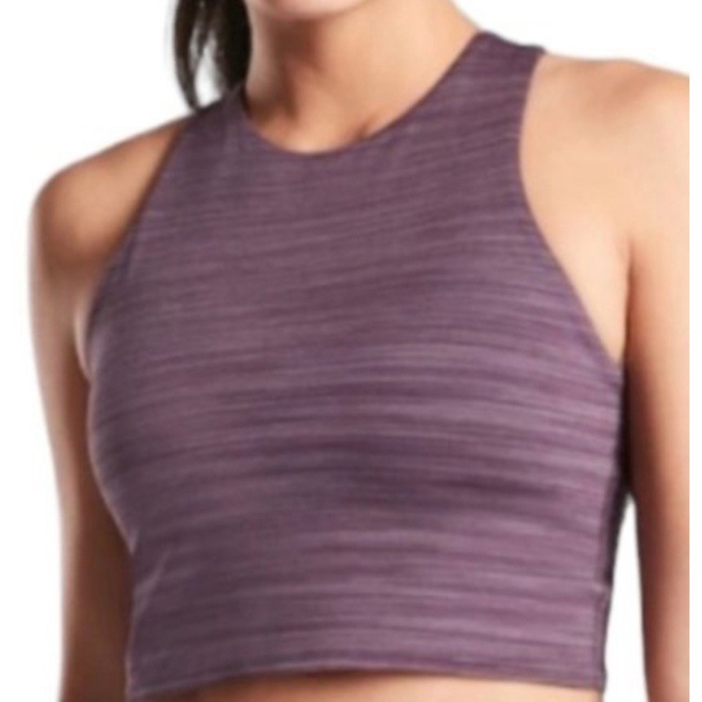 Athleta Conscious Crop Spacedye Purple Racerback Bra Tank Top Active Sz Large
